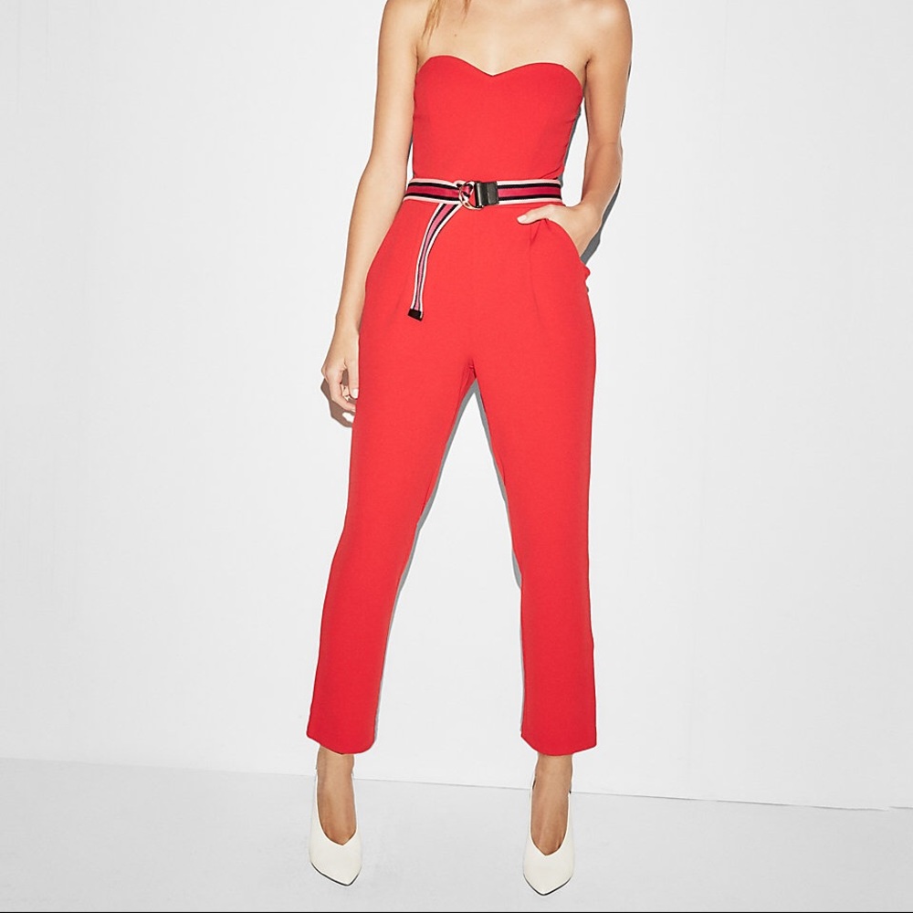 EXPRESS STRAPLESS SWEATHEART NECKLINE JUMPSUIT